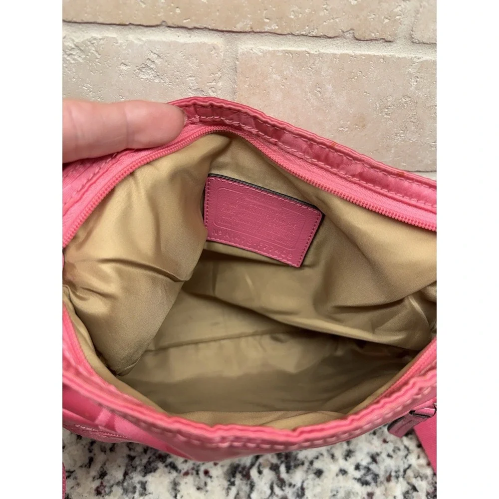 Coach Signature Getaway Nylon File Crossbody Shoulder Bag F77408 Hot Pink Barbie
